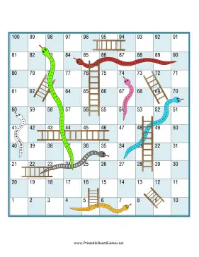 Snakes and Ladders Printable Board Game