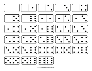 Domino Double-Six Set Printable Board Game
