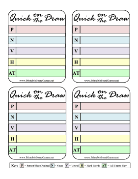 Quick on the Draw Printable Board Game