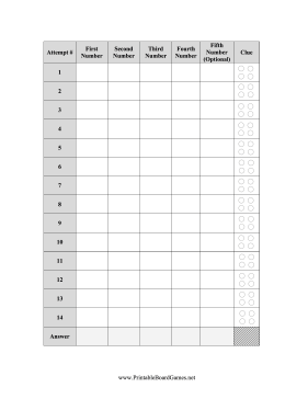 Safe Cracker Printable Board Game