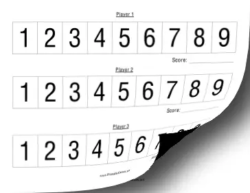 Shut the Box Game Printable Board Game